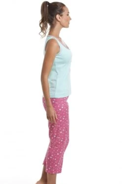 Camille 100% Cotton Pink & Aqua Blue Poodle Cropped Pyjama Set -Camille Sales Store camille 100 cotton pink aqua blue poodle cropped pyjama set p3013 19041 medium