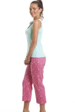 Camille 100% Cotton Pink & Aqua Blue Poodle Cropped Pyjama Set -Camille Sales Store camille 100 cotton pink aqua blue poodle cropped pyjama set p3013 19042 medium