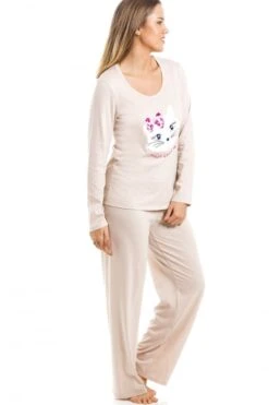 Camille Beige Full Length Cat Motif Pyjama Set -Camille Sales Store camille beige full length cat motif pyjama set p3053 19752 medium