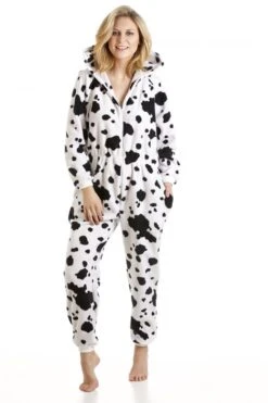 Camille Black And White Dalmatian Print Hooded Onesie