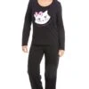 Camille Black Full Length Cat Motif Pyjama Set -Camille Sales Store camille black full length cat motif pyjama set p3054 19754 medium