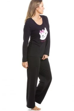 Camille Black Full Length Cat Motif Pyjama Set -Camille Sales Store camille black full length cat motif pyjama set p3054 19757 medium