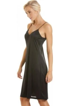 Camille Black Knee Length Full Slip Chemise -Camille Sales Store camille black knee length full slip chemise p458 1801 medium