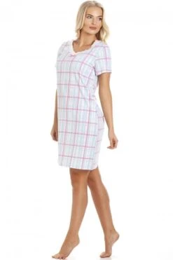 Camille Blue And Pink Checkered Cotton Nightdress -Camille Sales Store camille blue and pink checkered cotton nightdress p3598 41862 medium