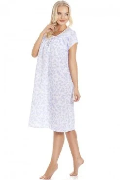 Camille Blue Floral White Short Sleeve Nightdress -Camille Sales Store camille blue floral white short sleeve nightdress p3575 40933 medium