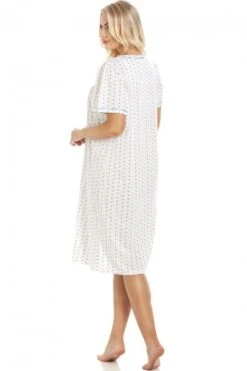 Camille Blue & Grey Floral Pinstriped Short Sleeve Nightdress -Camille Sales Store camille blue grey floral pinstriped short sleeve nightdress p3595 41644 medium