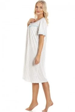 Camille Blue & Grey Floral Pinstriped Short Sleeve Nightdress -Camille Sales Store camille blue grey floral pinstriped short sleeve nightdress p3595 41648 medium