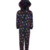 Camille Childrens Unisex Black With Multi Colour Paw Print Onesie -Camille Sales Store camille childrens unisex black with multi colour paw print onesie p2328 9595 medium