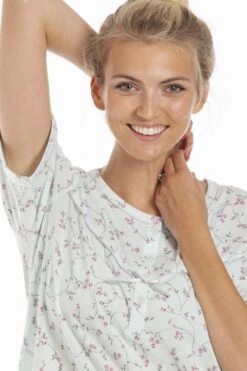 Camille Classic Aqua Blue Floral Print Jersey Cotton Nightdress -Camille Sales Store camille classic aqua blue floral print jersey cotton nightdress p3859 59270 medium