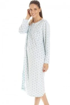 Camille Classic Long Sleeve Aqua Polka Dot Soft Fleece Nightdress -Camille Sales Store camille classic long sleeve aqua polka dot soft fleece nightdress p3618 43045 medium