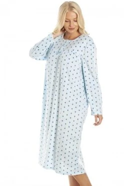 Camille Classic Long Sleeve Blue Polka Dot Soft Fleece Nightdress 9 Camille Classic Long Sleeve Blue Polka Dot Soft Fleece Nightdress -Camille Sales Store camille classic long sleeve blue polka dot soft fleece nightdress p3843 55583 medium