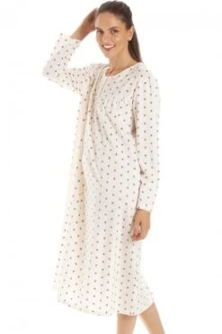Camille Classic Long Sleeve Mink Polka Dot Soft Fleece Nightdress -Camille Sales Store camille classic long sleeve mink polka dot soft fleece nightdress p3617 43025 medium