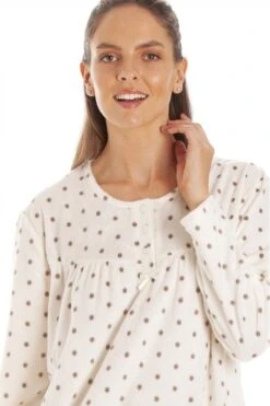 Camille Classic Long Sleeve Mink Polka Dot Soft Fleece Nightdress -Camille Sales Store camille classic long sleeve mink polka dot soft fleece nightdress p3617 43029 medium