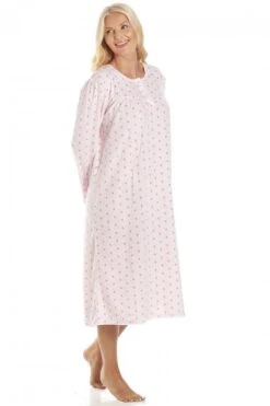 Camille Classic Long Sleeve Pink Polka Dot Soft Fleece Nightdress -Camille Sales Store camille classic long sleeve pink polka dot soft fleece nightdress p3842 55615 medium