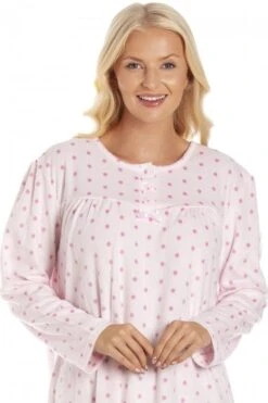 Camille Classic Long Sleeve Pink Polka Dot Soft Fleece Nightdress -Camille Sales Store camille classic long sleeve pink polka dot soft fleece nightdress p3842 55619 medium
