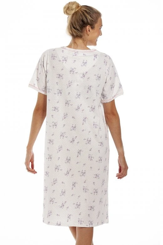Camille Classic Pink Floral Dot Print Jersey Nightdress 6 Camille Classic Pink Floral Dot Print Jersey Nightdress - Image 4