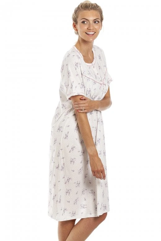 Camille Classic Pink Floral Dot Print Jersey Nightdress 7 Camille Classic Pink Floral Dot Print Jersey Nightdress - Image 5