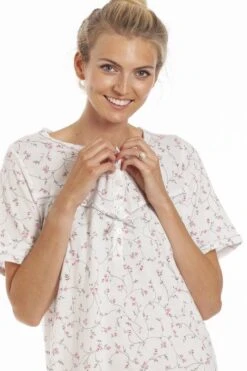 Camille Classic Pink Floral Print Jersey Cotton Nightdress -Camille Sales Store camille classic pink floral print jersey cotton nightdress p3860 59275 medium