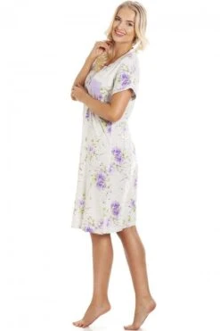 Camille Classic Short Sleeved Purple & Grey Floral Nightdress -Camille Sales Store camille classic short sleeved purple grey floral nightdress p3589 41445 medium
