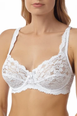 Camille Classic Underwired White Floral Lace Bra