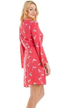 Camille Coral Humming Bird Print Wrap And Chemise Set -Camille Sales Store camille coral humming bird print wrap and chemise set p2163 11259 medium