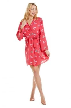 Camille Coral Humming Bird Print Wrap And Chemise Set -Camille Sales Store camille coral humming bird print wrap and chemise set p2163 11260 medium