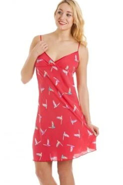 Camille Coral Humming Bird Print Wrap And Chemise Set -Camille Sales Store camille coral humming bird print wrap and chemise set p2163 11261 medium