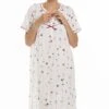 Camille Cream Short Sleeve Poppy Print Nightdress