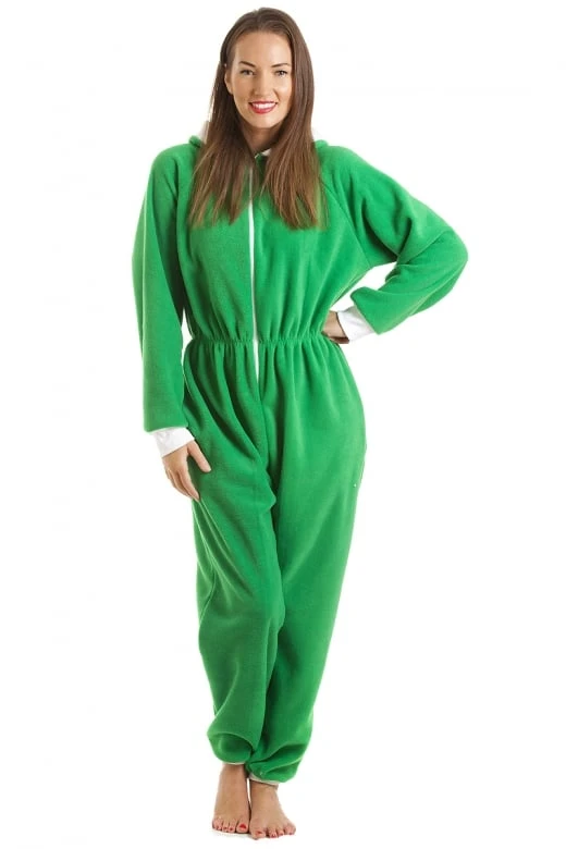 Camille Green Luxury All In One Elf Hooded Pocketed Fleece Onesie 3 Camille Green Luxury All In One Elf Hooded Pocketed Fleece Onesie