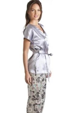 Camille Grey Floral Print Satin Pyjama Set -Camille Sales Store camille grey floral print satin pyjama set p1937 6612 medium
