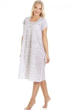 Camille Grey Floral White Short Sleeve Nightdress -Camille Sales Store camille grey floral white short sleeve nightdress p3580 40957 medium