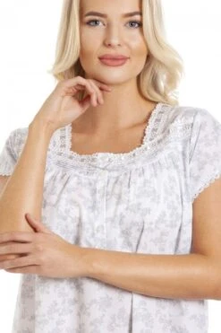 Camille Grey Floral White Short Sleeve Nightdress -Camille Sales Store camille grey floral white short sleeve nightdress p3580 40969 medium