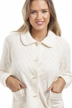 Camille Ivory Floral Print Jacquard Fleece Bed Jacket -Camille Sales Store camille ivory floral print jacquard fleece bed jacket p3716 46082 medium