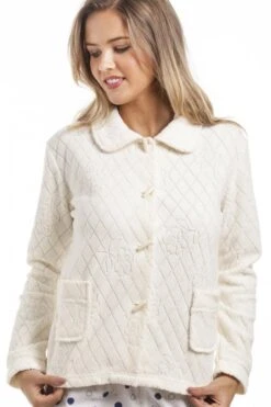 Camille Ivory Floral Print Jacquard Fleece Bed Jacket -Camille Sales Store camille ivory floral print jacquard fleece bed jacket p3716 46090 medium