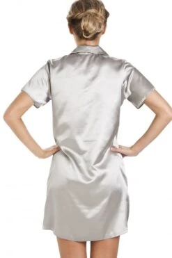 Camille Light Grey Knee Length Satin Nightshirt -Camille Sales Store camille light grey knee length satin nightshirt p2870 17281 medium