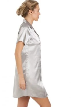 Camille Light Grey Knee Length Satin Nightshirt -Camille Sales Store camille light grey knee length satin nightshirt p2870 17283 medium