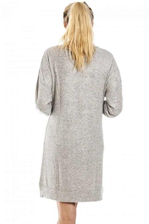 Camille Long Sleeve Cowl Neck Lightweight Knitted Grey Hacci Nightdress 5 Camille Long Sleeve Cowl Neck Lightweight Knitted Grey Hacci Nightdress - Image 3