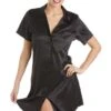 Camille Luxurious Knee Length Black Satin Nightshirt -Camille Sales Store camille luxurious knee length black satin nightshirt p2292 9449 medium