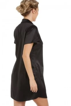 Camille Luxurious Knee Length Black Satin Nightshirt -Camille Sales Store camille luxurious knee length black satin nightshirt p2292 9451 medium