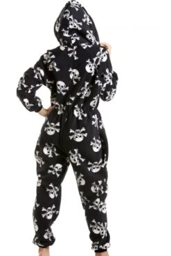 Camille Luxury All In One Black And White Skull Print Hooded Fleece Onesie -Camille Sales Store camille luxury all in one black and white skull print hooded fleece onesie p1440 11497 medium