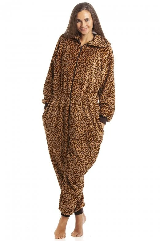 Camille Luxury All In One Caramel Leopard Hooded Fleece Onesie 3 Camille Luxury All In One Caramel Leopard Hooded Fleece Onesie
