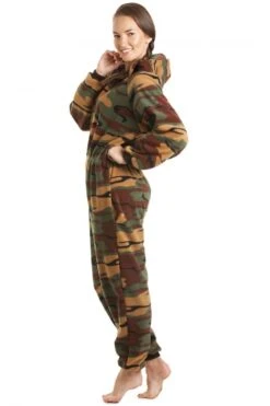 Camille Luxury All In One Green Camouflage Print Hooded Fleece Onesie -Camille Sales Store camille luxury all in one green camouflage print hooded fleece onesie p1441 11501 medium