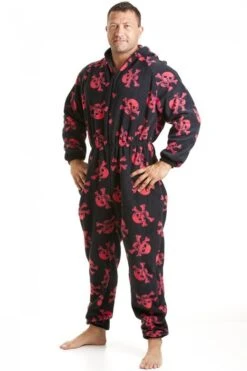 Camille Mens Black All In One Pyjama In A Red Or White Skull Print -Camille Sales Store camille mens black all in one pyjama in a red or white skull print p3076 37204 medium