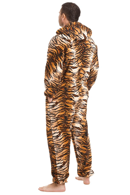 Camille Mens Luxury Gold Tiger Print Hooded Onesie 4 Camille Mens Luxury Gold Tiger Print Hooded Onesie - Image 2