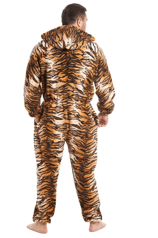Camille Mens Luxury Gold Tiger Print Hooded Onesie 5 Camille Mens Luxury Gold Tiger Print Hooded Onesie - Image 3