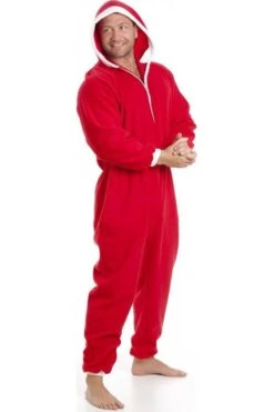 Camille Mens Luxury Red Hooded Onesie