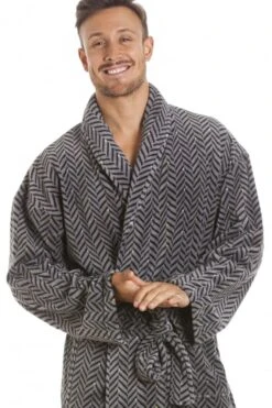 Camille Mens Supersoft Grey & Navy Zigzag Shawl Collar Bathrobe -Camille Sales Store camille mens supersoft grey navy zigzag shawl collar bathrobe p2978 18667 medium