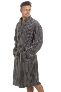 Camille Mens Supersoft Grey & Navy Zigzag Shawl Collar Bathrobe -Camille Sales Store camille mens supersoft grey navy zigzag shawl collar bathrobe p2978 18668 medium