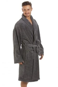 Camille Mens Supersoft Grey & Navy Zigzag Shawl Collar Bathrobe -Camille Sales Store camille mens supersoft grey navy zigzag shawl collar bathrobe p2978 18669 medium