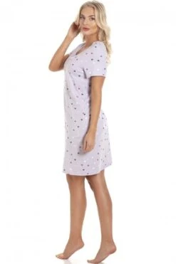 Camille Multi-Coloured Heart Print Cotton Lilac Nightdress -Camille Sales Store camille multi coloured heart print cotton lilac nightdress p2569 41694 medium